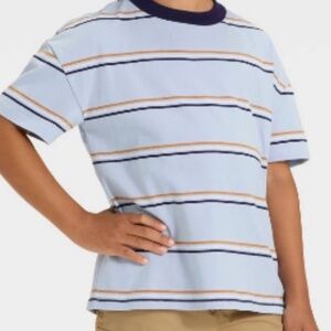Cat & Jack Light Blue, Navy & White Striped Tee